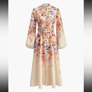 Commense Floral Long Sleeve Dress - Multicolor
